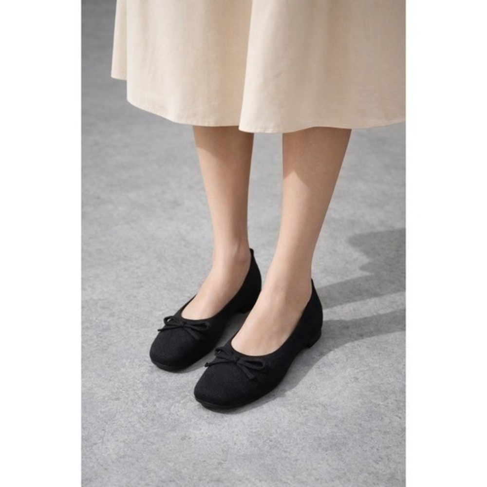 VIVAIA Ballet Flats Knit Bow Comfortable Everyday Shoes Black Size EU/39 US/8